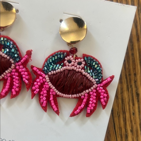 Colorful Crab Beaded Earrings - Picture 3 of 4